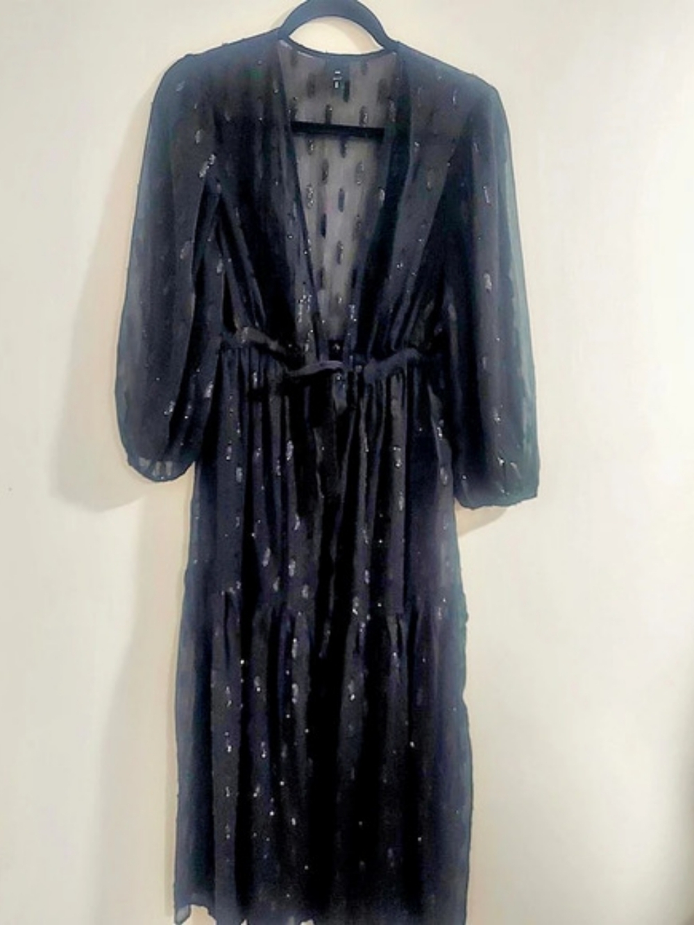 black sheer mesh chiffon maxi dress by Express Sz Sm/med